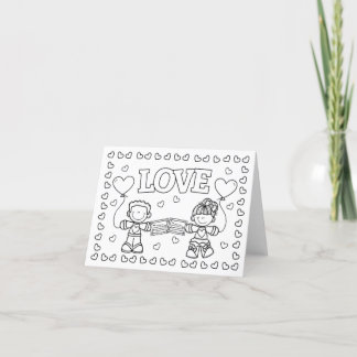 Faire-part LOVE Cute Kidz Valentine's Day Coloring Card
