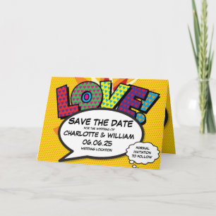 Faire-part LOVE Save the Date Fun Retro Comic Book Pop Art