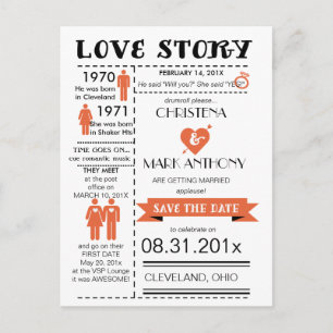 Faire-part Love Story Enregistrer La Carte Postale Date (Tang