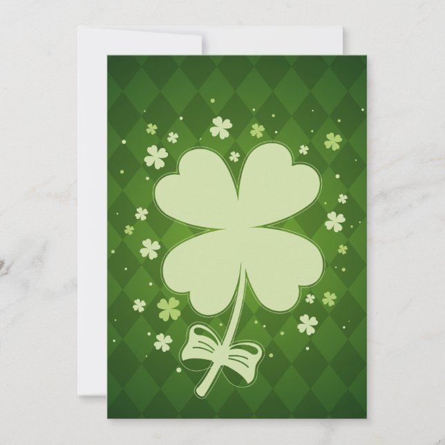 Faire-part Lucky Green Diamond Four Leaf Ribbon Clover (Devant)