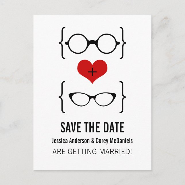 Faire-part Lunettes Geeky Enregistrer la carte postale Date (Devant)