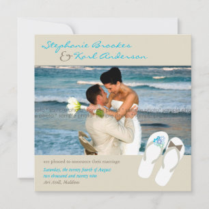 Faire-part M. et Mme Tongs Annonce de Mariage sur la Plage