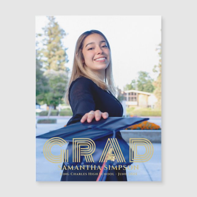 Faire-part magnétique Gold Trendy Graduation (Devant)
