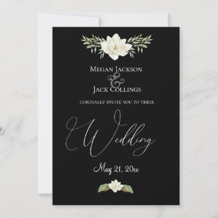 Faire-part Magnolia blanche sur mariage floral traditionnel n