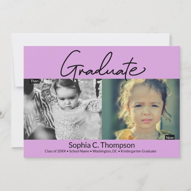 Faire-part Maintenant Purple Kindergarten girl Graduate Photo (Devant)