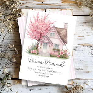 Faire-part Maison en fleurs roses   Nouvelle adresse domicile