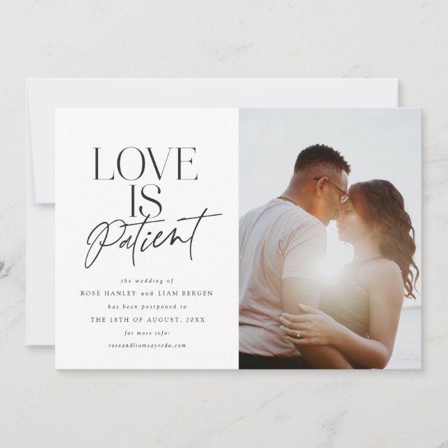 Faire-part Mariage Amour Reporté Changement de Date (Devant)