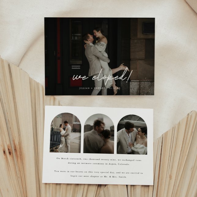 Faire-part Mariage Arc 4 Photo De Script Moderne 'We Eloped!' (Créateur téléchargé)