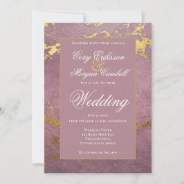 Faire-part Mariage avec joli marbré rose et or