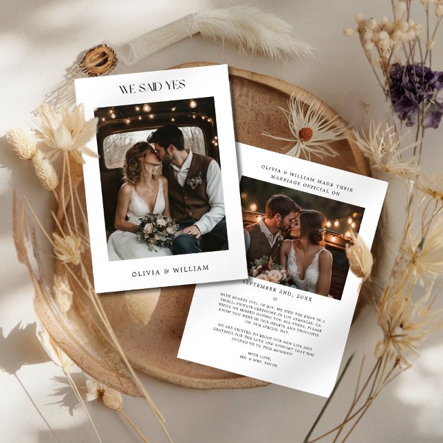 Faire-part Mariage Bohème Rustique "Nous avons dit oui" Photo (Créateur téléchargé)