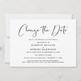 Faire-part Mariage Changer la date de report noir blanc