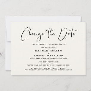 Faire-part Mariage Changer la date Postponement Light Cream