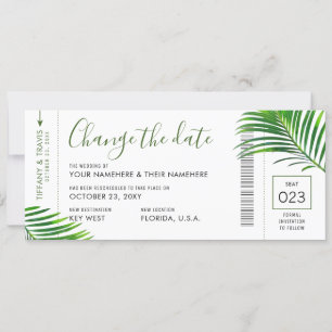 Faire-part Mariage Date Changer Tropical Palm Boarding Pass