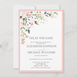 Faire-part Mariage Date report Pink Floral Aquarelle
