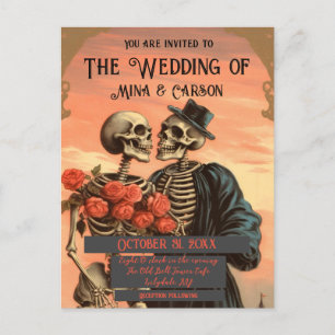 Faire-part Mariage de carte postale du QRC Skeleton Couple vi