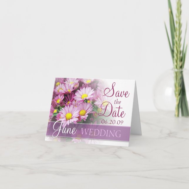 Faire-part Mariage de juin - Marguerites de lavande (Devant)
