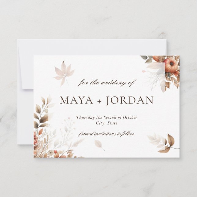 Faire-part Mariage de récolte Citrouille d'automne (Devant)