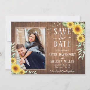 Faire-part Mariage de tournesol rustique Photo Enregistrer la