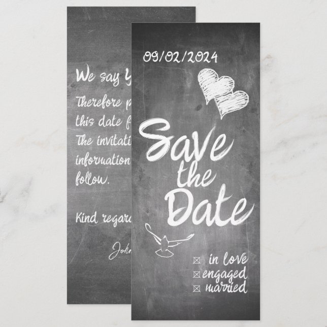 Faire-part Mariage de typographie de tableau noir (Devant / Derrière)