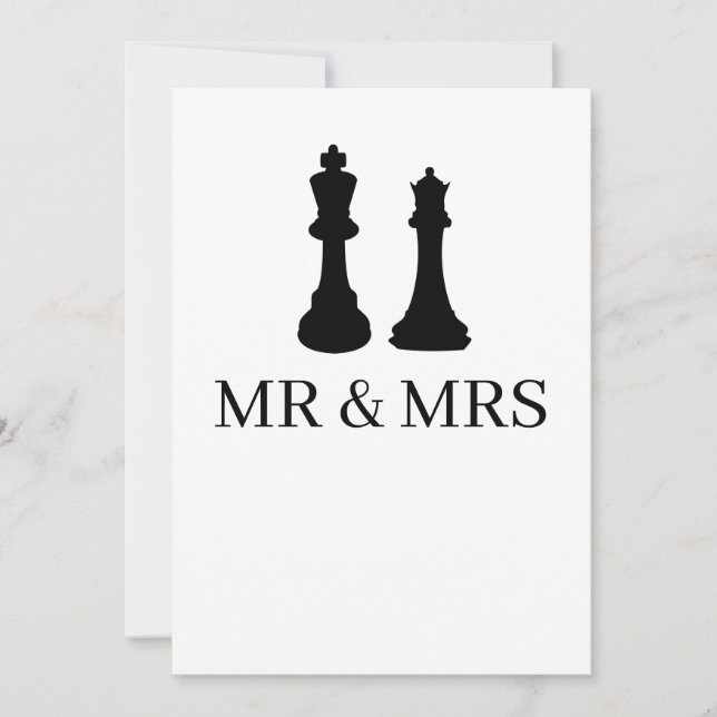 Faire-part Mariage Des Pièces D'Échecs King Et Queen (Devant)