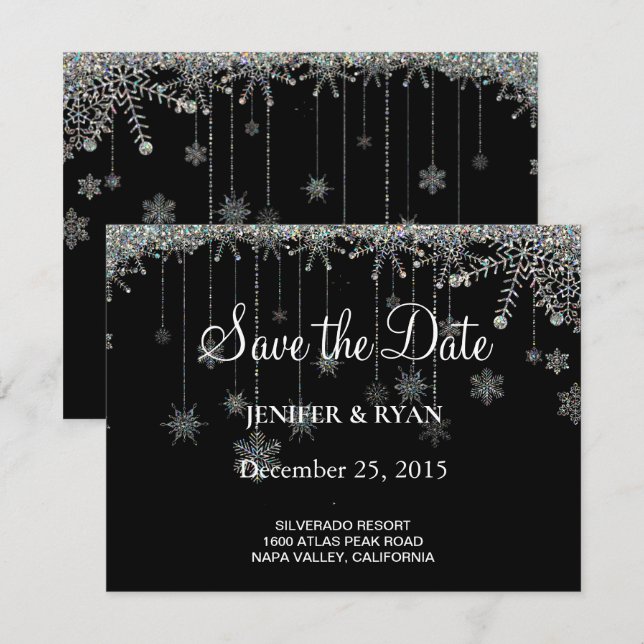 Faire-part Mariage d'hiver enregistrer l'invitation de date (Devant / Derrière)