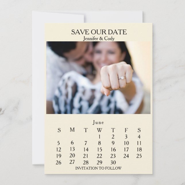 Faire-part Mariage du calendrier photo (Devant)