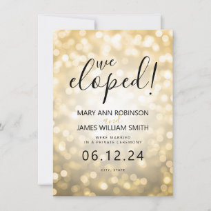 Faire-part Mariage élégant / Elopement Gold Bokeh lumières