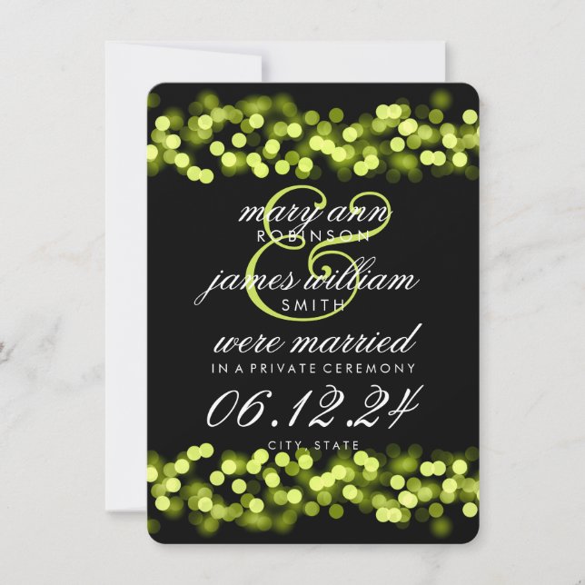 Faire-part Mariage élégant / Elopement Green Hollywood Glam (Devant)