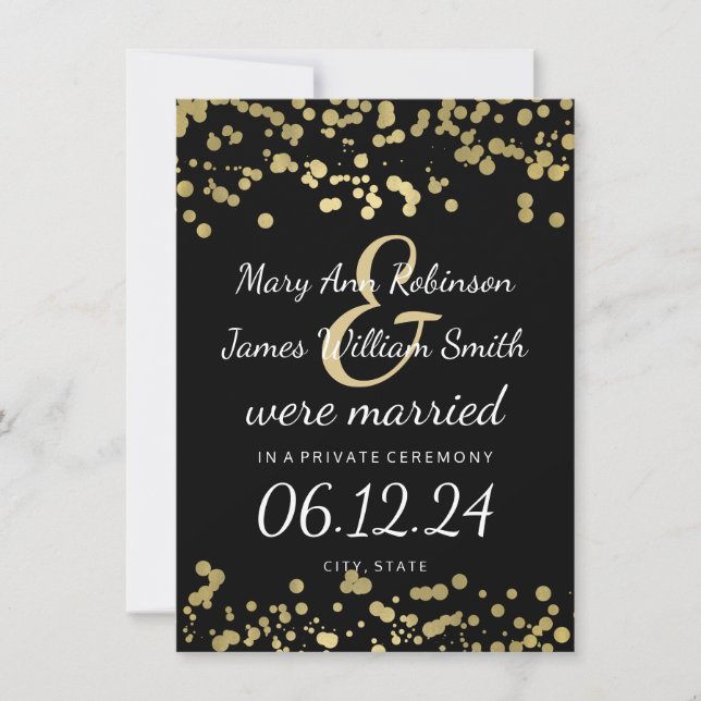 Faire-part Mariage / Elopement Gold Foil Look Confetti (Devant)
