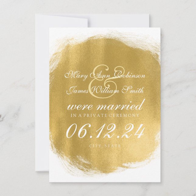 Faire-part Mariage / Elopement Gold Peinture Look (Devant)
