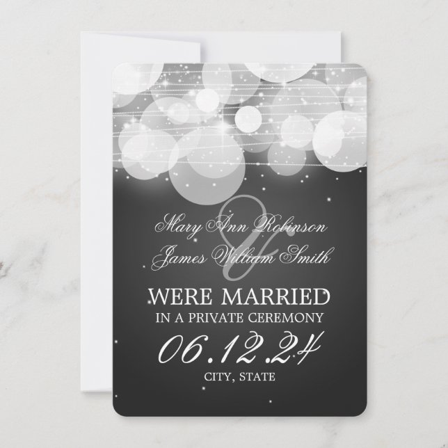 Faire-part Mariage Elopement Lumineuse & Étincelle Noire (Devant)