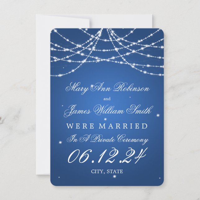 Faire-part Mariage / Elopement Sparkling String bleu (Devant)