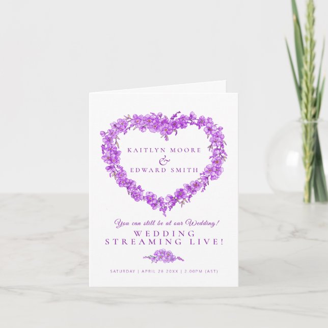 Faire-part Mariage en direct du coeur pourpre de l'oubli-moi- (Devant)