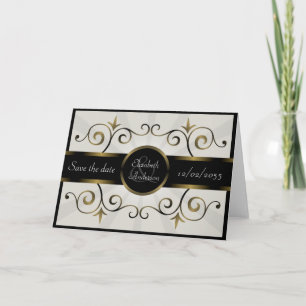 Faire-part Mariage Enregistrer la date Or Black Elegant Burst