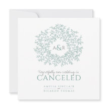 Mariage feuille vert monogramme annulé