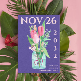 Faire-part Mariage floral violet romantique Sauvez la date