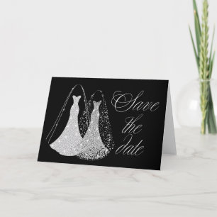 Faire-part Mariage gay Enregistrer la date en noir et faux ar