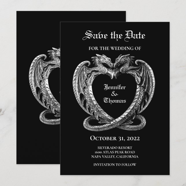 Faire-part Mariage gothique halloween enregistrer la date inv (Devant / Derrière)