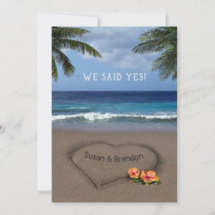 Faire-part Mariage Heart in the Sand (personnalisable)