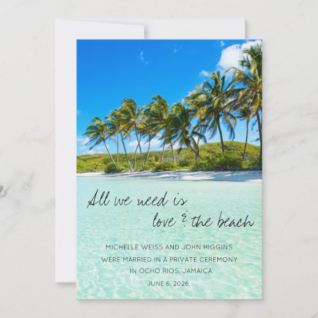 Faire-part Mariage Jamaïque Destination Elopement (Devant)