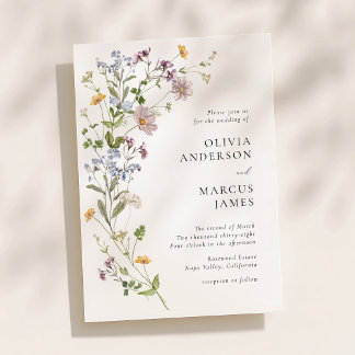 Faire-part Mariage Lavande Fleurs Sauvages Raffiné