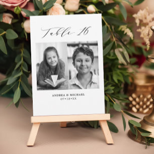 Faire-part Mariage minimaliste Tableau 16 Numéro et images ca