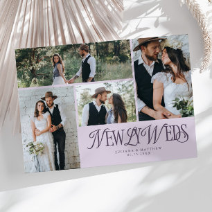 Faire-part Mariage multiphoto violet pour les jeunes mariés