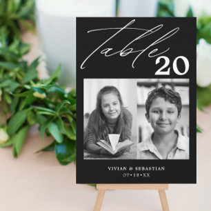 Faire-part Mariage noir minimaliste Tableau numéro deux image