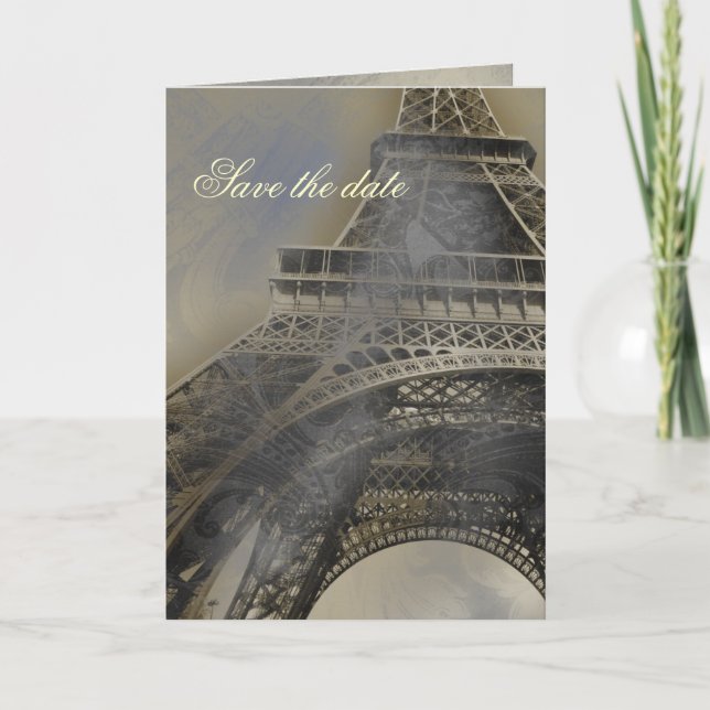 Faire-part Mariage parisien français enregistrer la date (Devant)