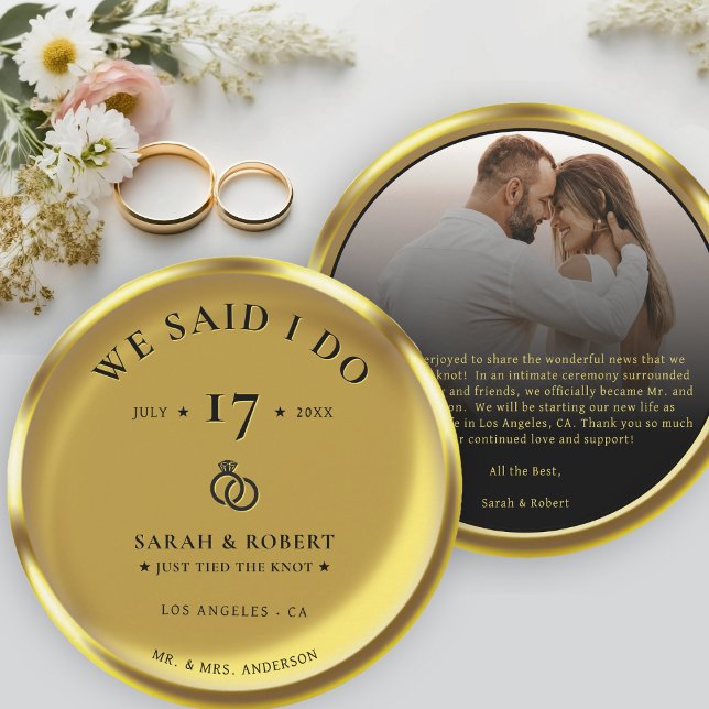 Faire-part Mariage photo élégant Gold Coin (Gold Coin Elegant Photo Wedding Announcement)