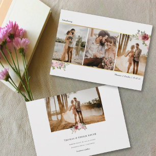 Faire-part Mariage photo Elopement Gold Blush Floral