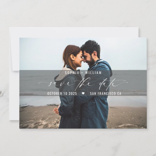 Faire-part Mariage photo minimal moderne Enregistrer la date (Devant)