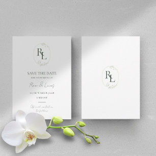 Faire-part Mariage photo non photo de monogramme floral minim