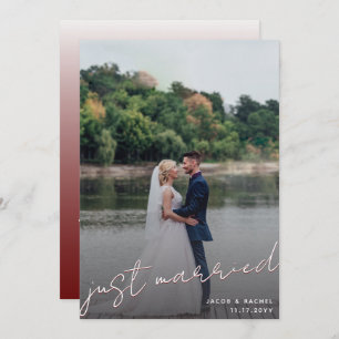 Faire-part Mariage photo rouge foncé juste marié